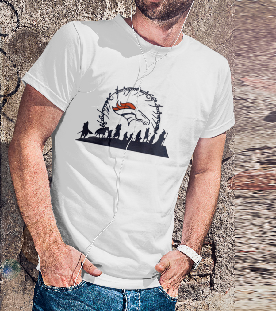 Riders Of Rohan Meet Denver Broncos Fellowship Middle Earth Meta T-Shirt