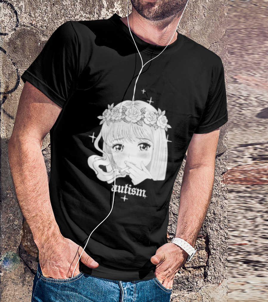 Autism Anime Girl Smoking Flower Crown Aesthetic T-Shirt