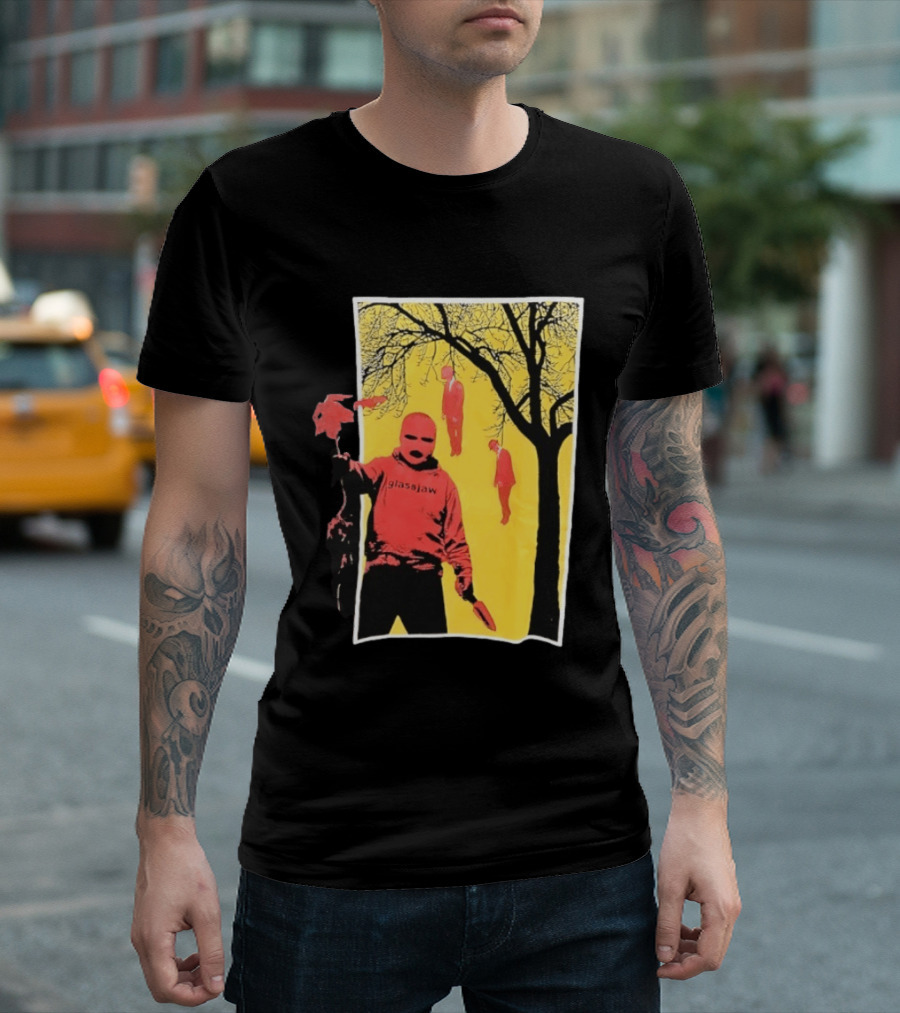 Glassjaw Save Plant A Tree Red Masked Figure With Hanging Figures And Tree T-Shirt