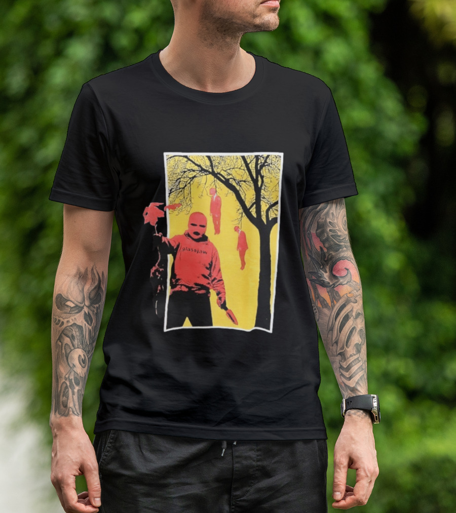 Glassjaw Save Plant A Tree Red Masked Figure With Hanging Figures And Tree T-Shirt