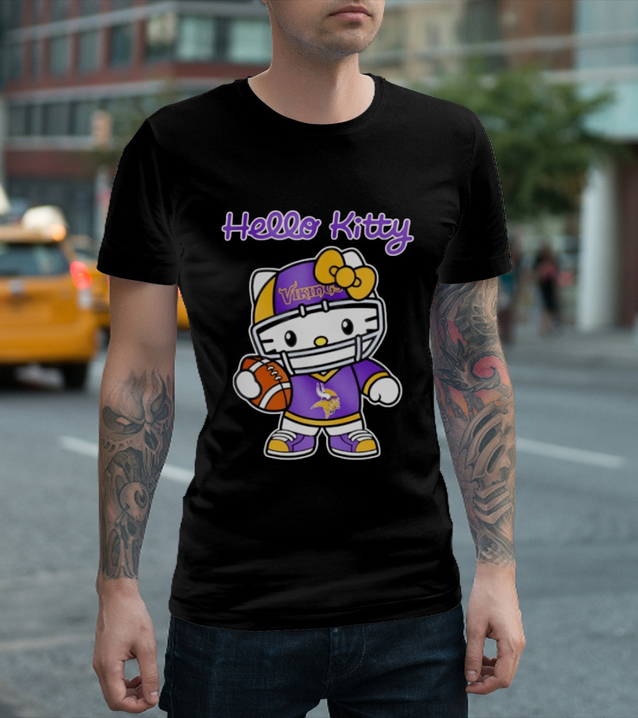 Hello Kitty Minnesota Vikings Football Fan Art Collaboration T-Shirt