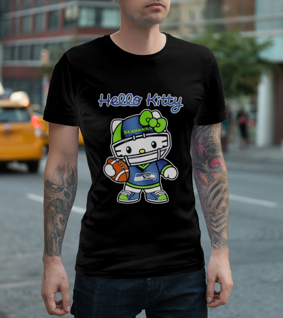 Hello Kitty Seahawks Football Collaboration T-Shirt