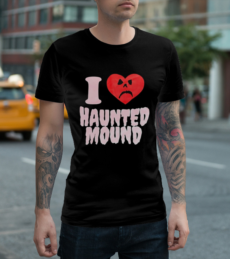 I Love Haunted Mound Heart Face T-Shirt