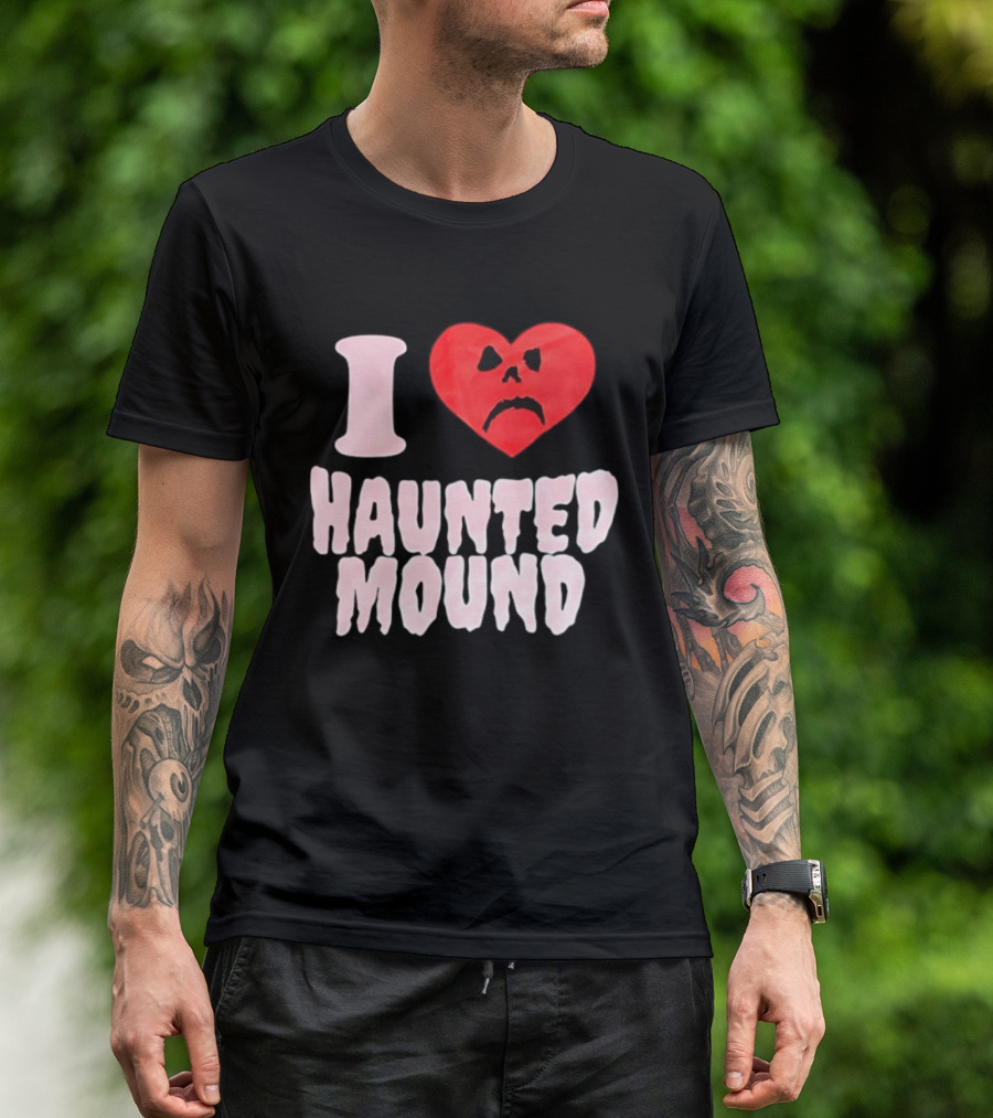 I Love Haunted Mound Heart Face T-Shirt
