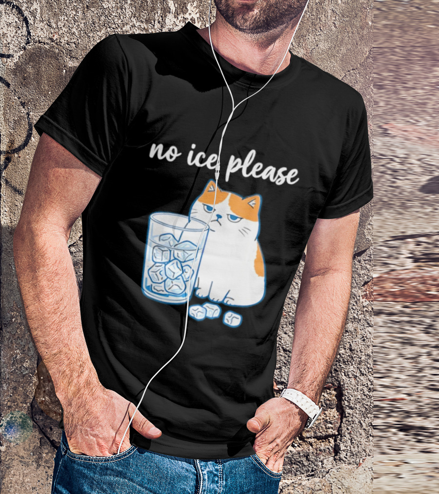 No Ice Please Cat Meme Cartoon Humor Ice Cube T-Shirt