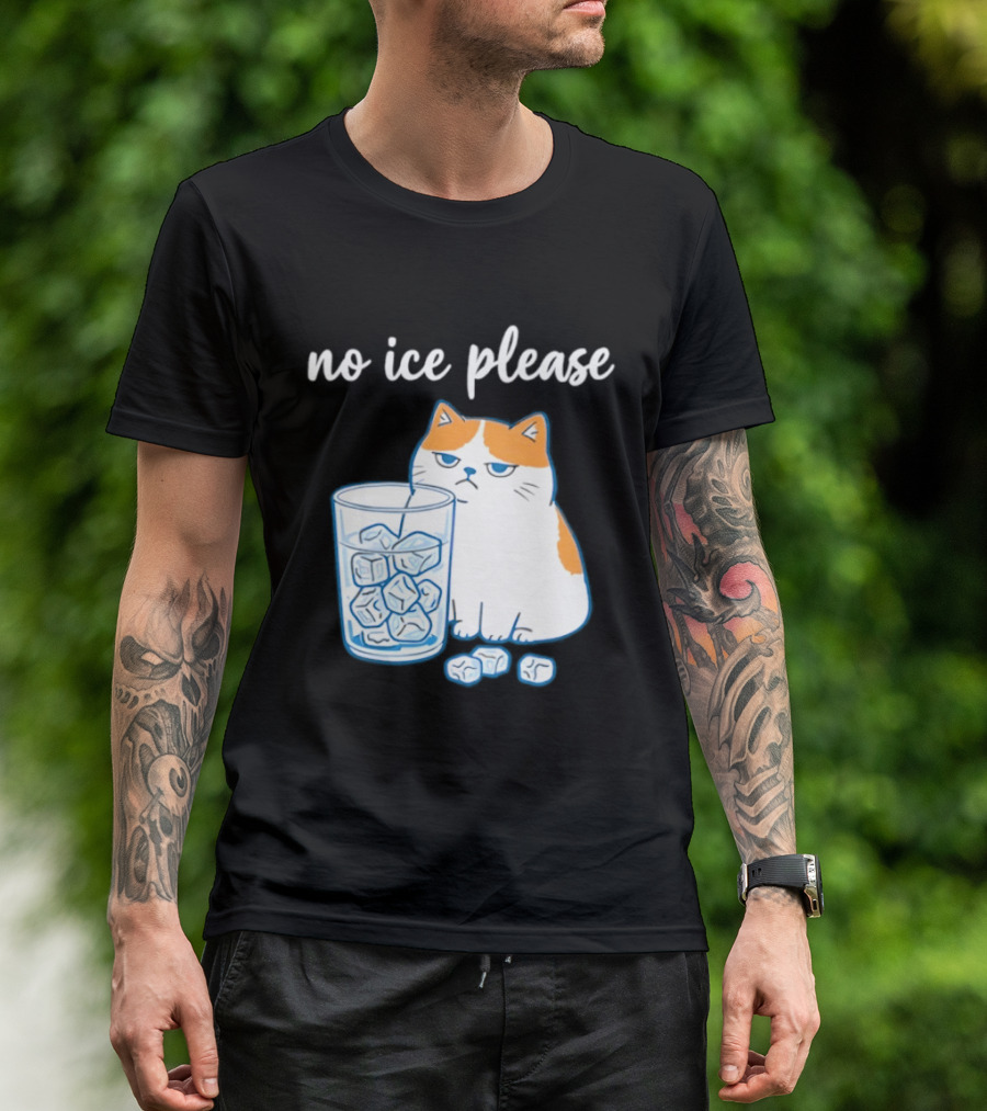 No Ice Please Cat Meme Cartoon Humor Ice Cube T-Shirt