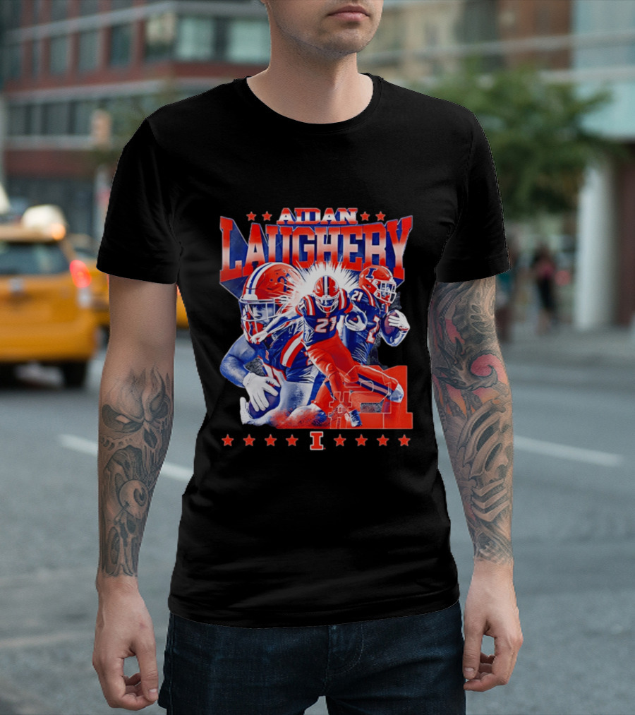 Aidan Laughery Illinois Football NCAA Player 21 Collage T-Shirt