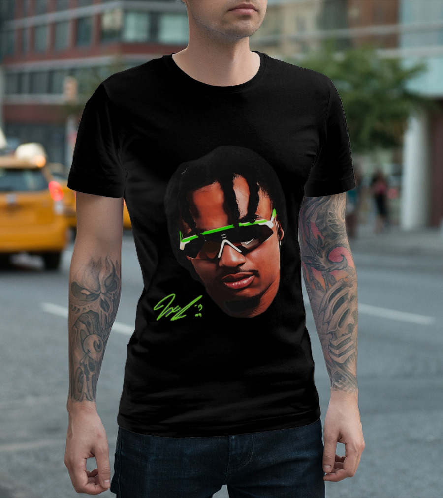 JSN Jaxon Smith Njigba Big Face Seattle Seahawks Football Sunglasses T-Shirt