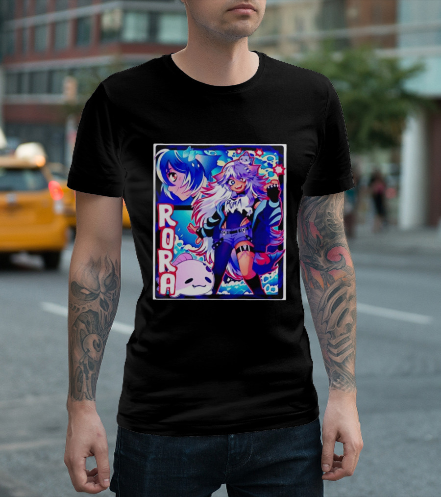 Rora Anime Character Vibrant Art With Cute Fantasy Elements And Pink Creature T-Shirt