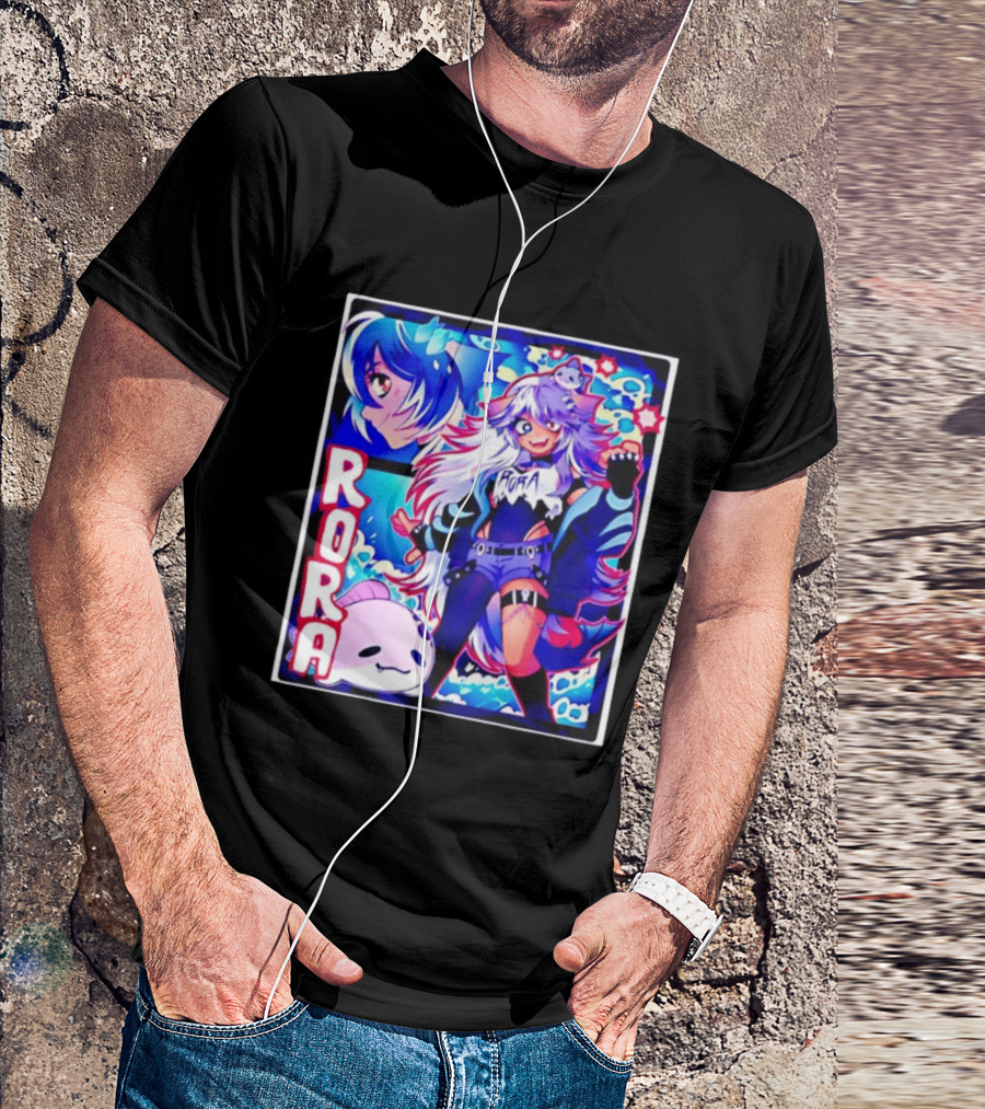 Rora Anime Character Vibrant Art With Cute Fantasy Elements And Pink Creature T-Shirt
