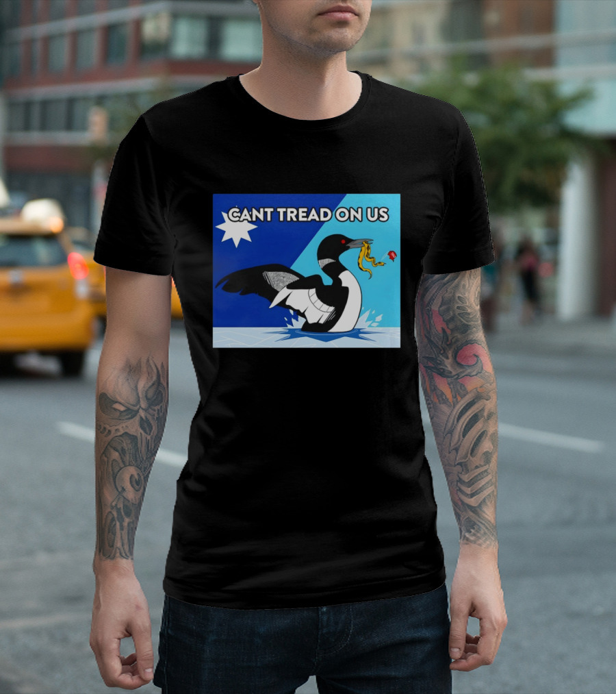 Can't Tread On Us Minnesota Loon Yellow Snake Black Bird Blue T-Shirt