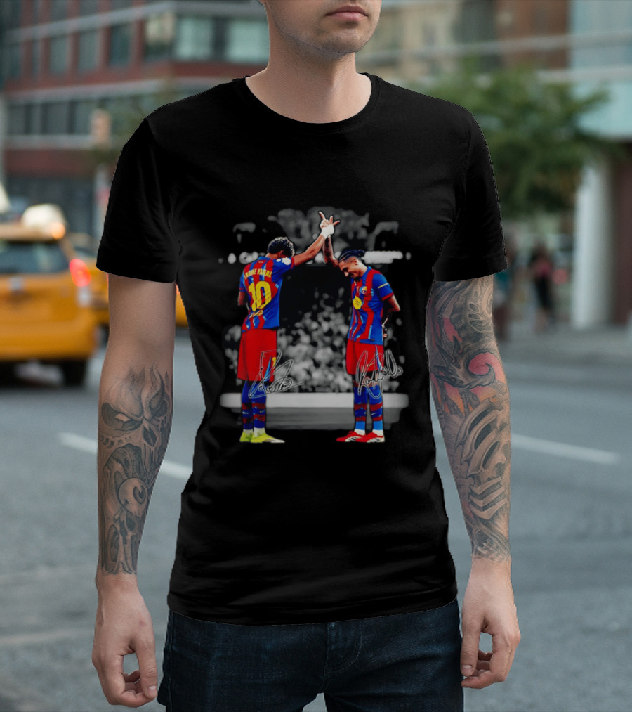 Lamine Yamal Raphinha Barcelona Brazil Soccer Duo Signatures T-Shirt