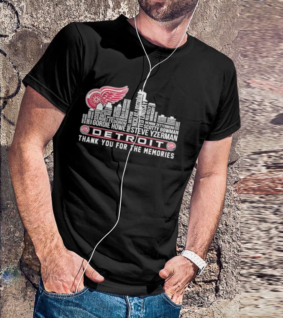 Detroit Red Wings City Skyline Steve Yzerman Thank You For The Memories T-Shirt