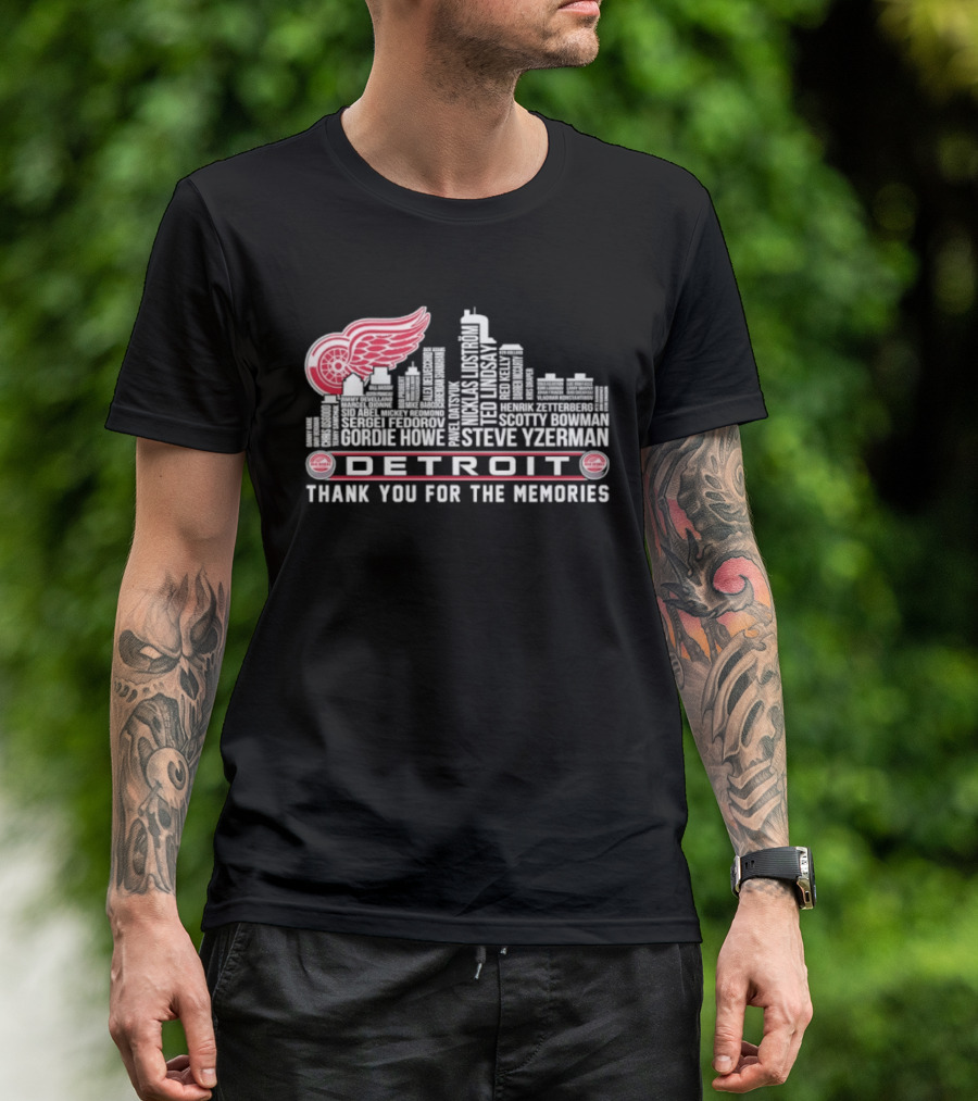 Detroit Red Wings City Skyline Steve Yzerman Thank You For The Memories T-Shirt