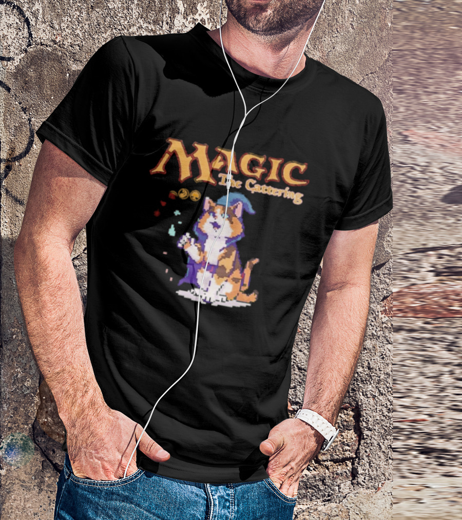 Magic The Cattering Cat Wizard With Magic The Gathering T-Shirt