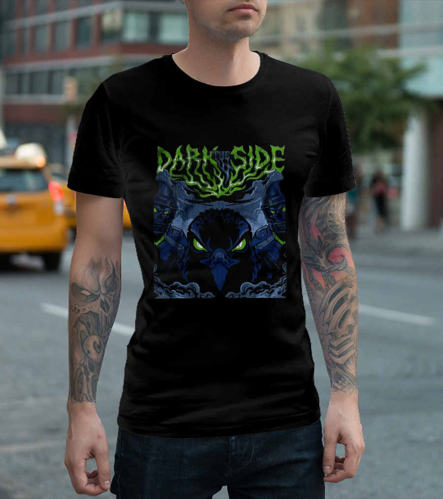 Seattle Seahawks Dark Side Night Vision Skull Eclipse T-Shirt