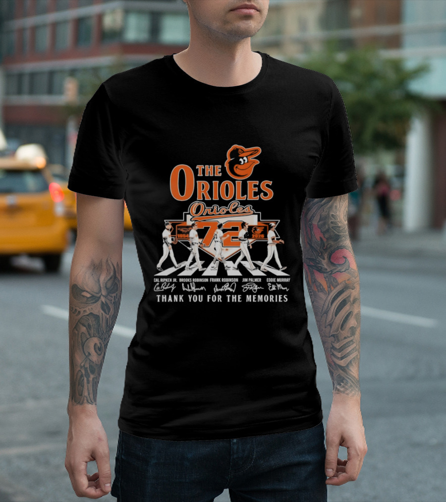 The Orioles 72 Abbey Road Ripken Robinson Murray Palmer Thank You For The Memories T-Shirt