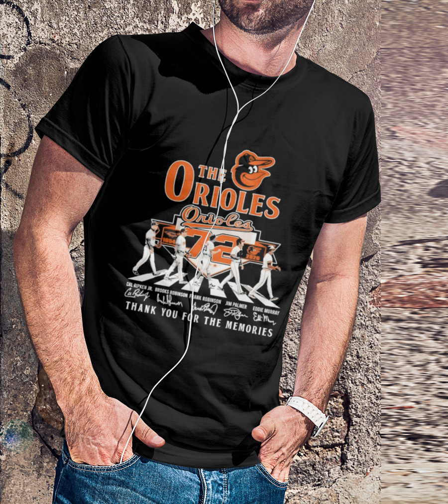 The Orioles 72 Abbey Road Ripken Robinson Murray Palmer Thank You For The Memories T-Shirt