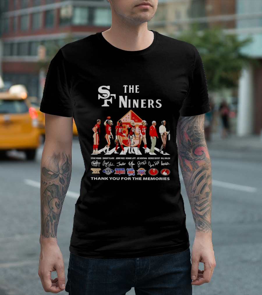 The Niners San Francisco 49ers Legends Thank You For The Memories Icons And Championships T-Shirt