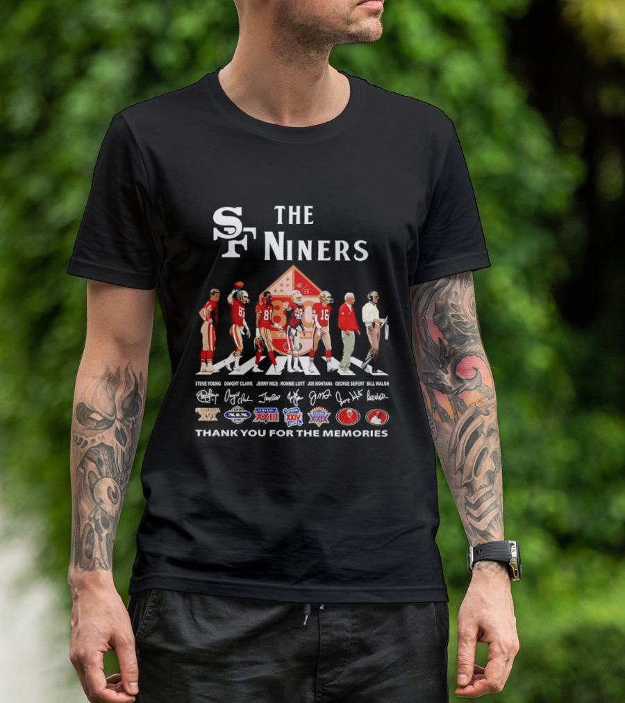 The Niners San Francisco 49ers Legends Thank You For The Memories Icons And Championships T-Shirt