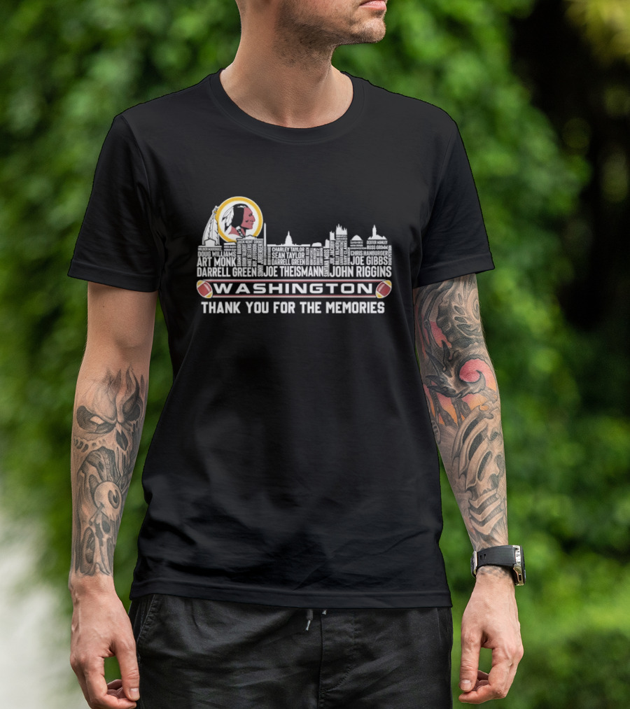 Washington Redskins Player Names City Skyline Thank You For The Memories T-Shirt