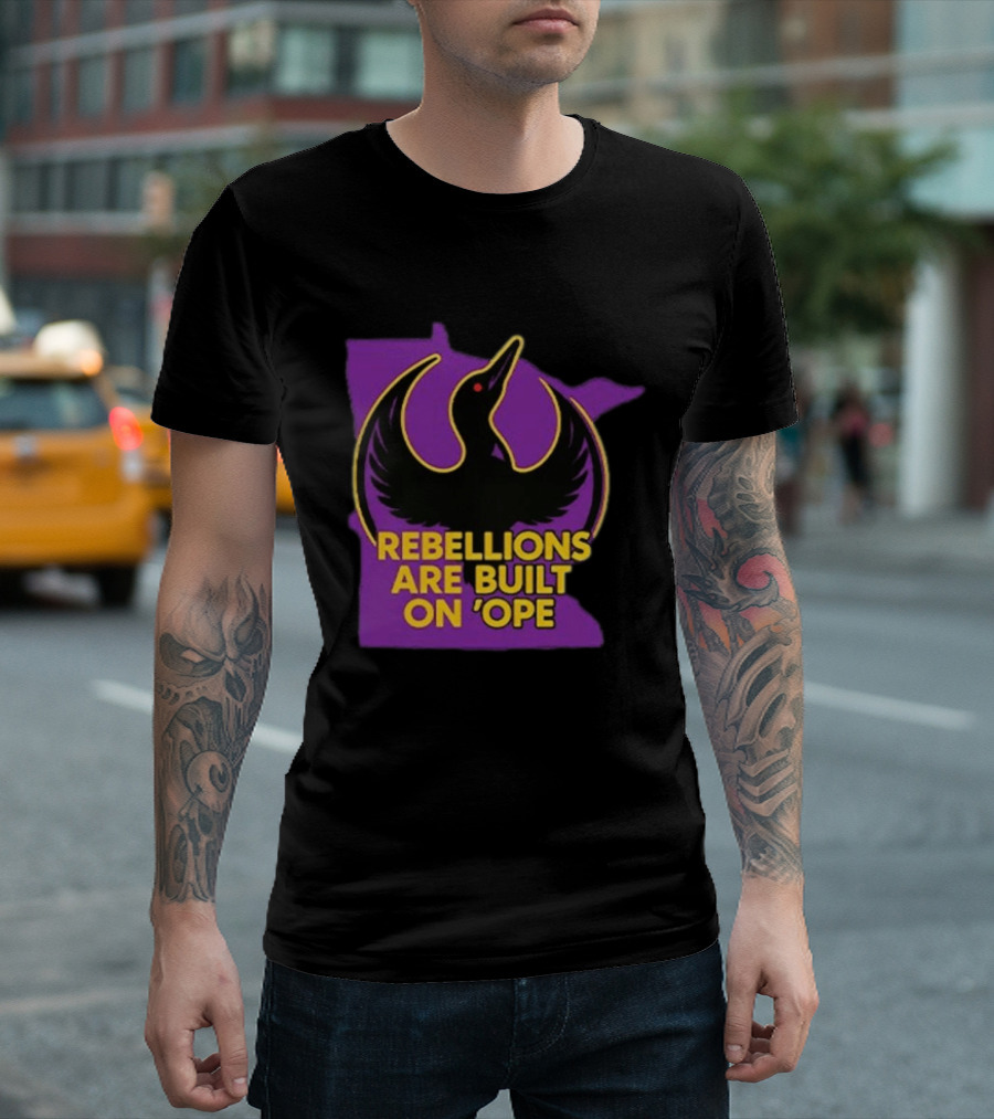 Rebellions Are Built On 'Ope Minnesota Purple Map Black Bird T-Shirt