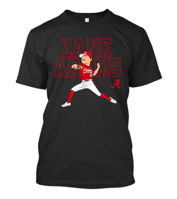 Zane Adams Alabama Baseball NCAA Caricature Pitcher Player Jersey T-Shirt