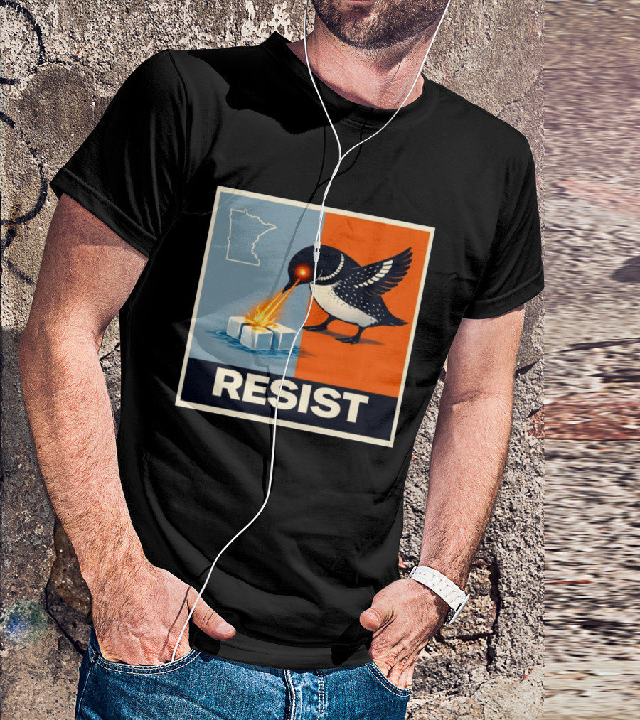 Rebel Minneapolis Ice Protest Resist With Loon Laser Bird And Minnesota Map T-Shirt