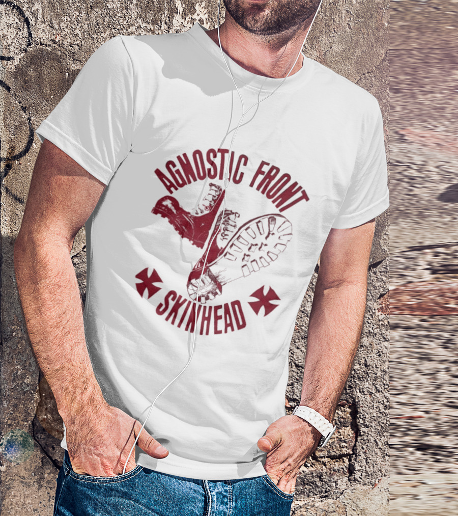 Agnostic Front Skinhead Boot Symbol Cross T-Shirt