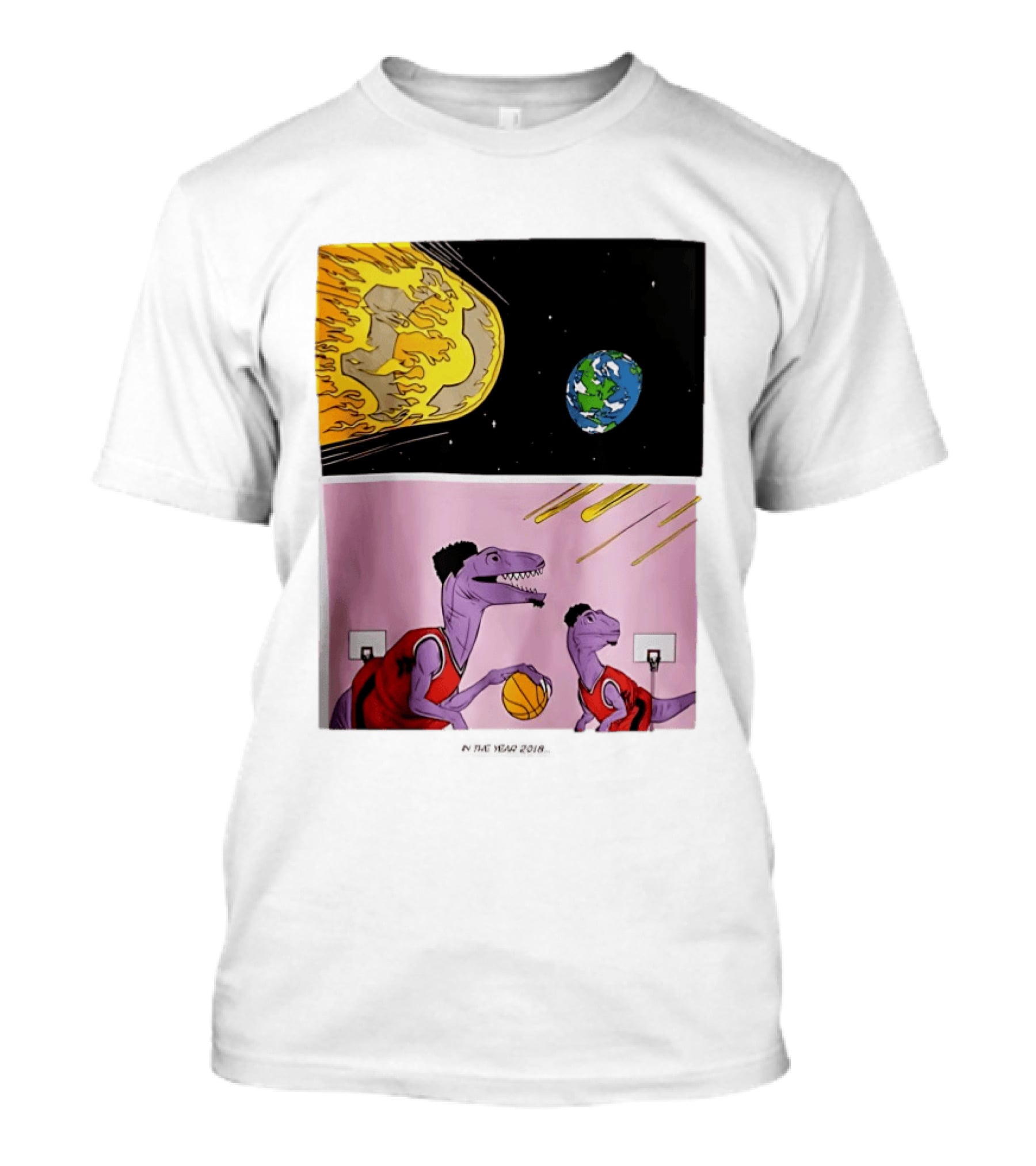 Bron Sends Him A LeBronto Dinosaur Meteor Basketball Earth Raptors T-Shirt