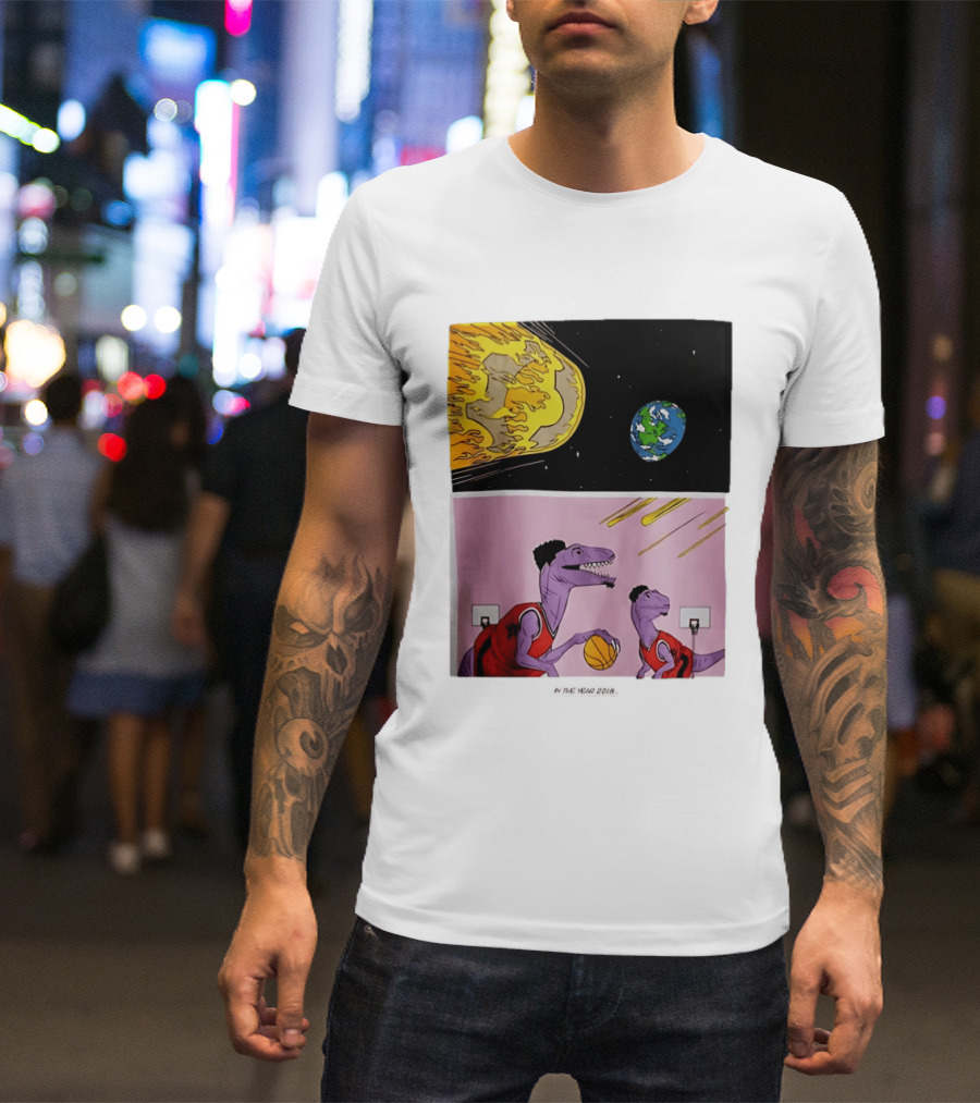 Bron Sends Him A LeBronto Dinosaur Meteor Basketball Earth Raptors T-Shirt