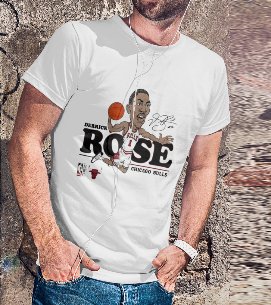 Derrick Rose Chicago Bulls Caricature Basketball T-Shirt
