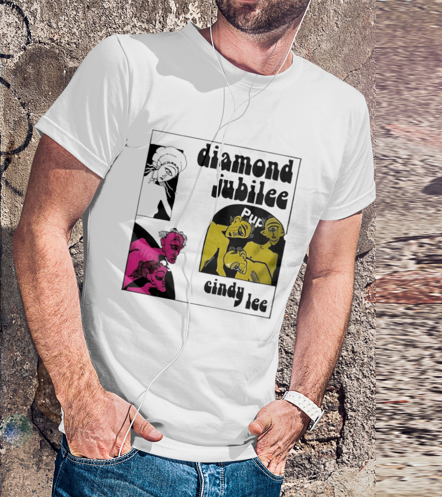 Diamond Jubilee Music Album Cindy Lee Illustrated Faces T-Shirt
