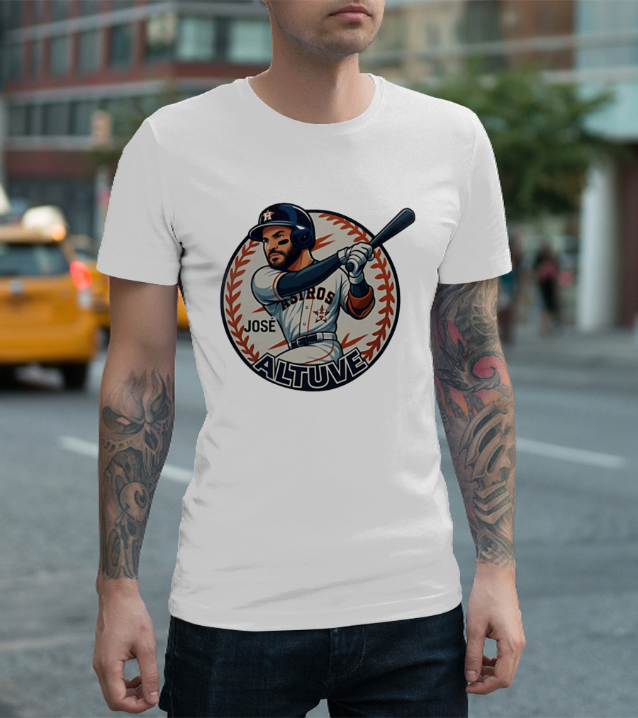 Houston Astros José Altuve Baseball Caricature T-Shirt