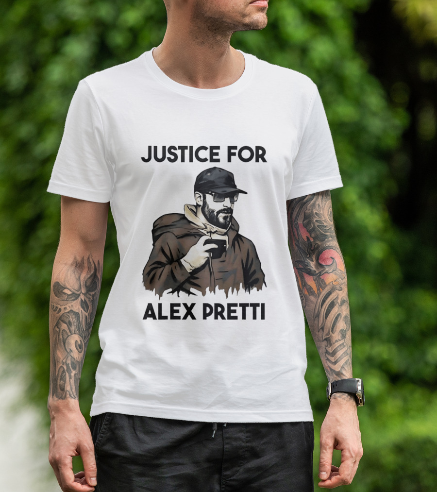Justice For Alex Pretti Black Cap And Coffee Cup T-Shirt