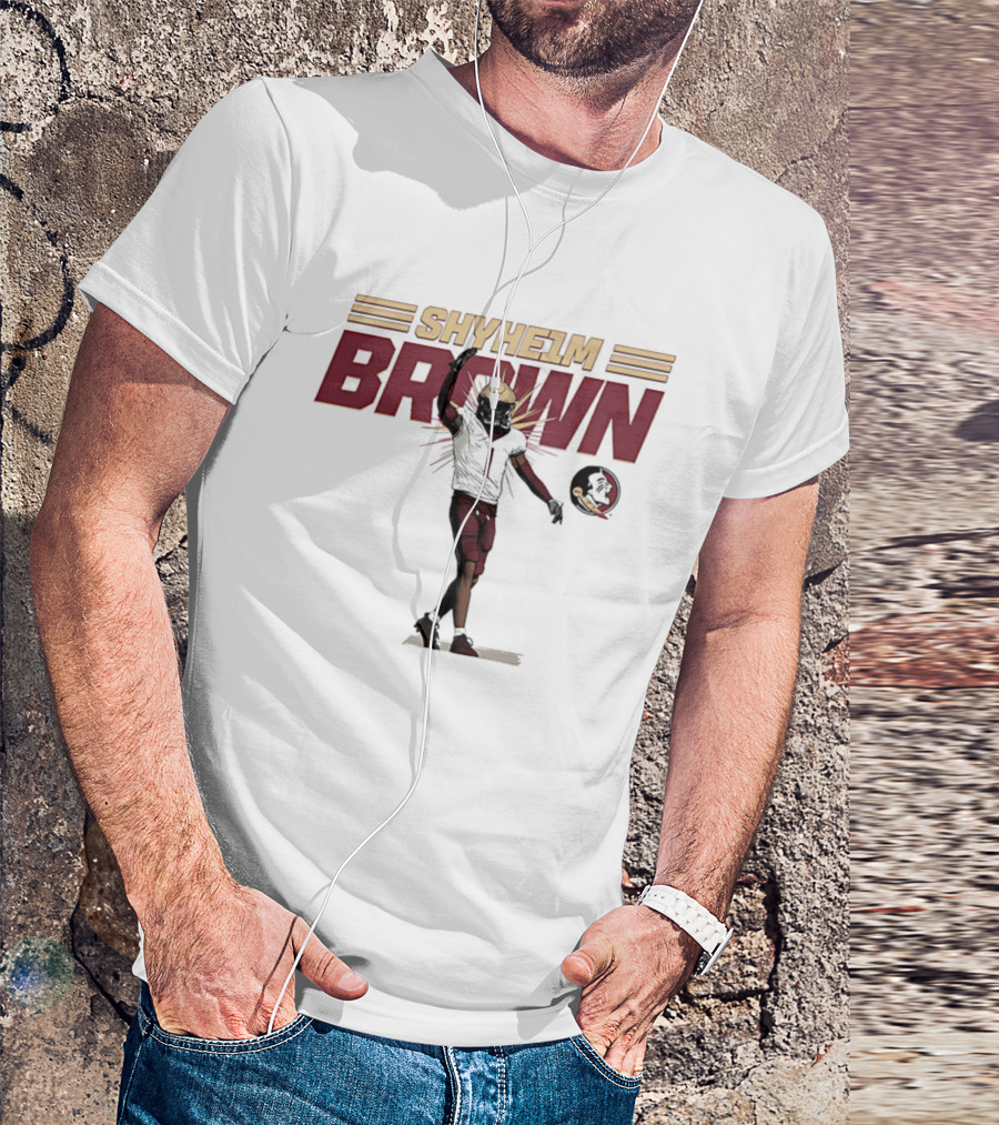 Shyheim Brown Fsu Football Caricature Ncaa Player Execution T-Shirt