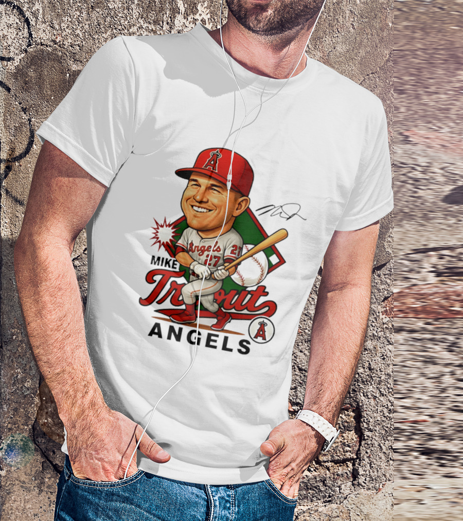 Mike Trout Angels Baseball Caricature Los Angeles Legend T-Shirt