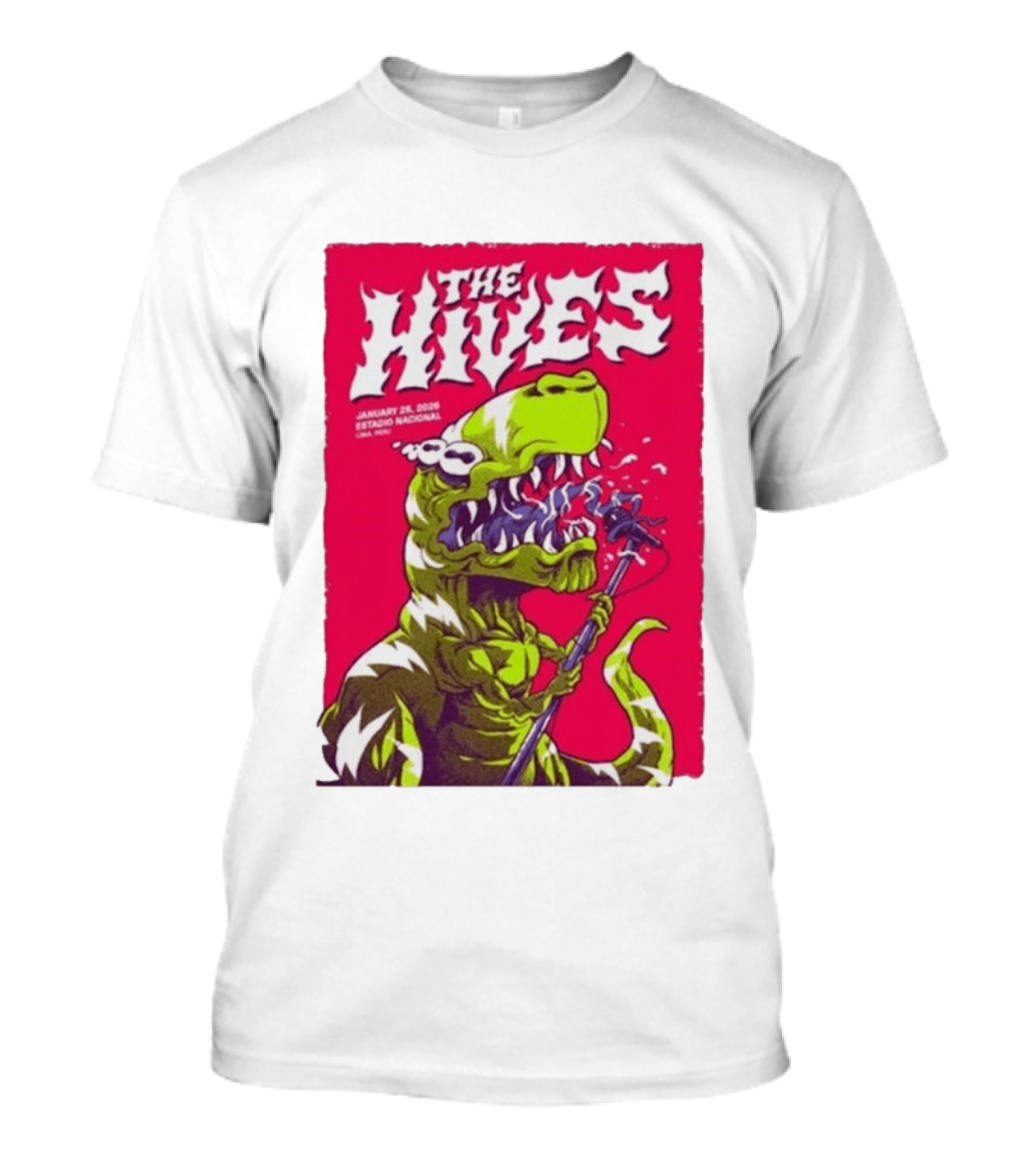 The Hives Live In Lima Peru January 25 2026 Estadio Nacional Dinosaur T-Shirt
