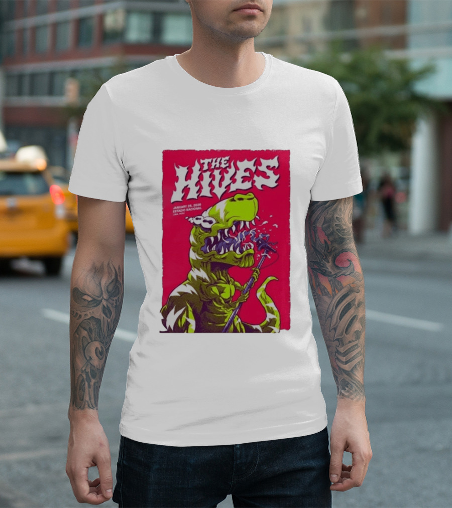The Hives Live In Lima Peru January 25 2026 Estadio Nacional Dinosaur T-Shirt