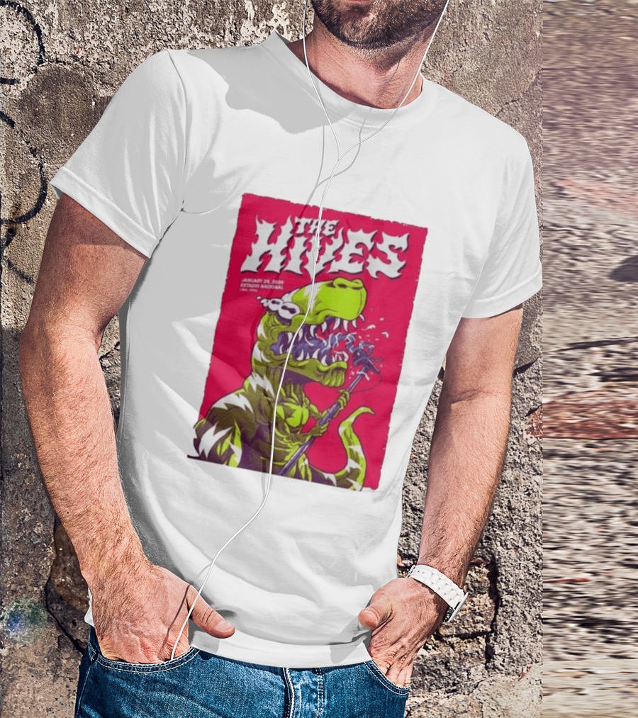 The Hives Live In Lima Peru January 25 2026 Estadio Nacional Dinosaur T-Shirt