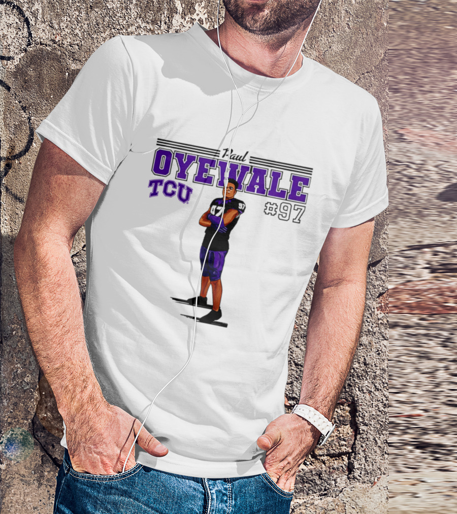Paul Oyewale TCU Football NCAA #97 Caricature T-Shirt