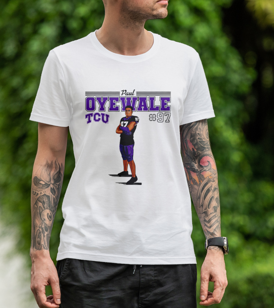 Paul Oyewale TCU Football NCAA #97 Caricature T-Shirt