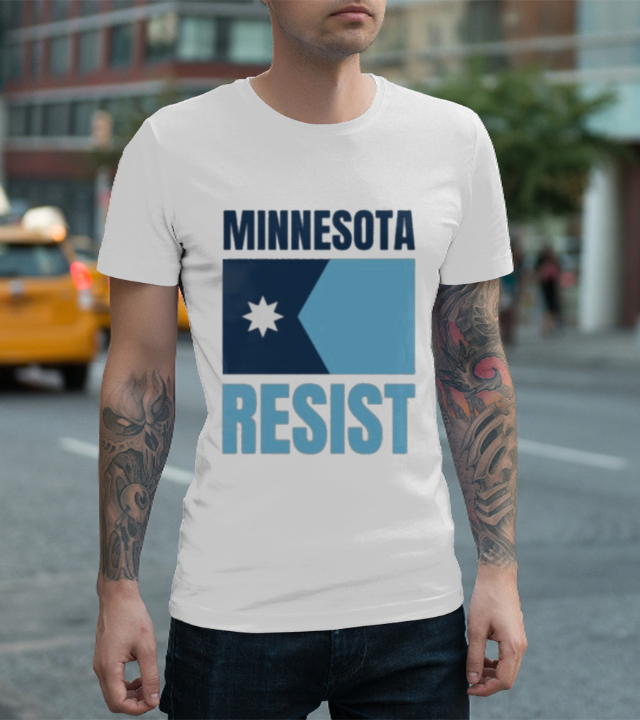 MINNESOTA RESIST Star Flag Blue Rectangle T-Shirt