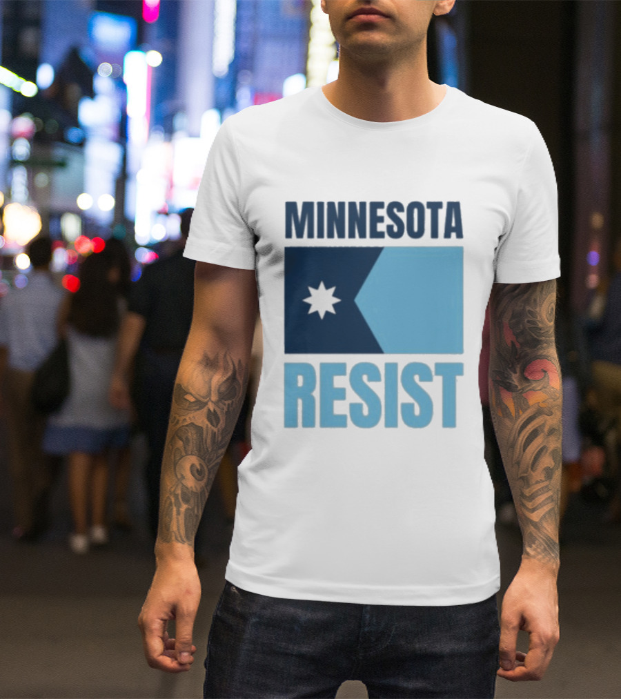 MINNESOTA RESIST Star Flag Blue Rectangle T-Shirt