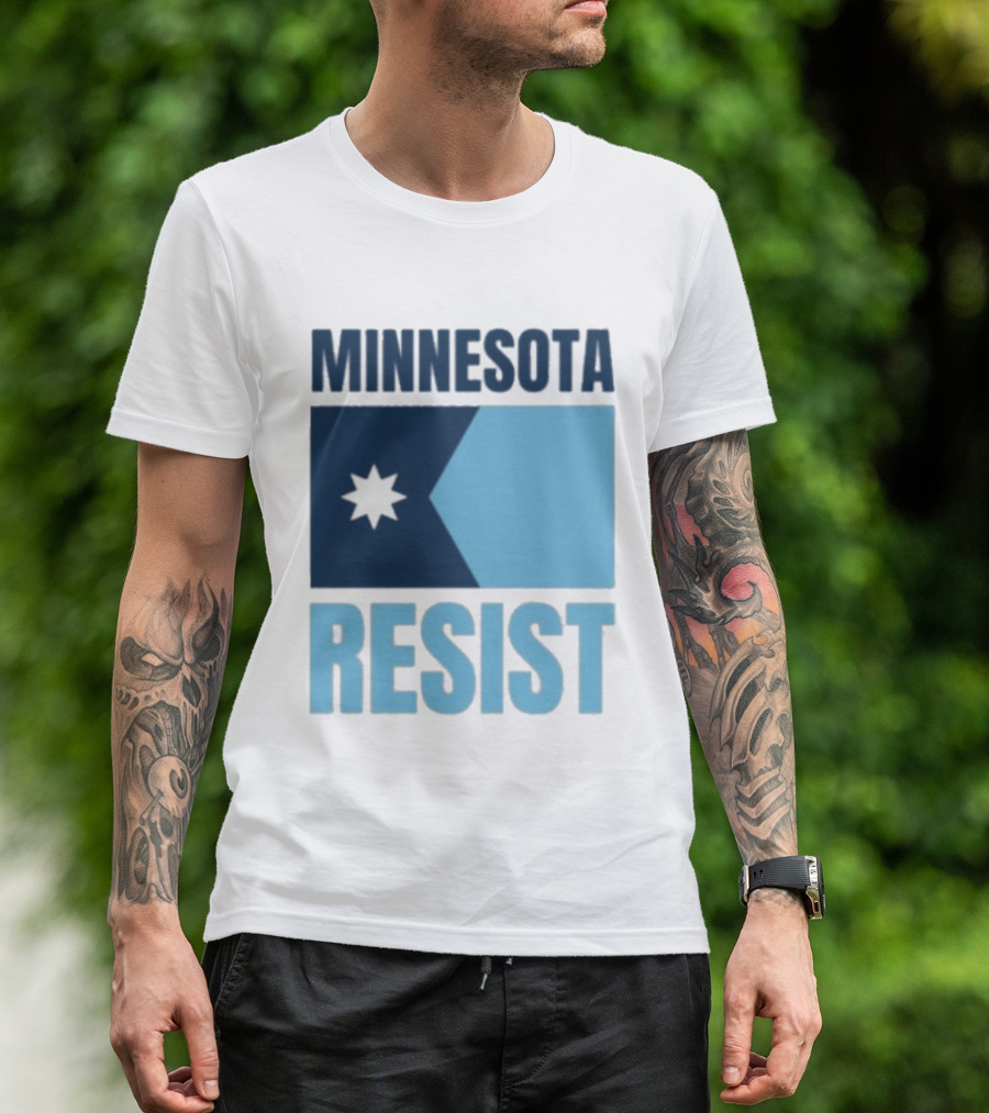 MINNESOTA RESIST Star Flag Blue Rectangle T-Shirt