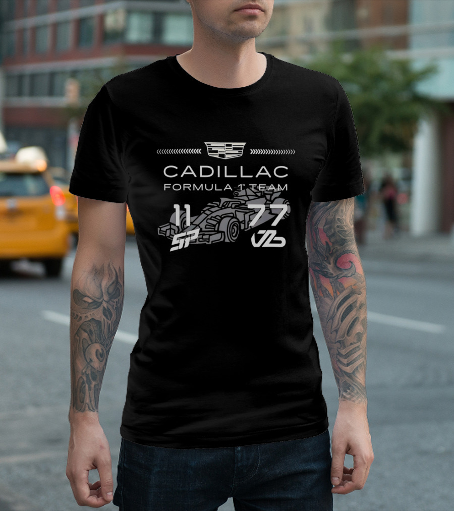 Cadillac Formula 1 Team Racing Car Numbers 11 77 T-Shirt