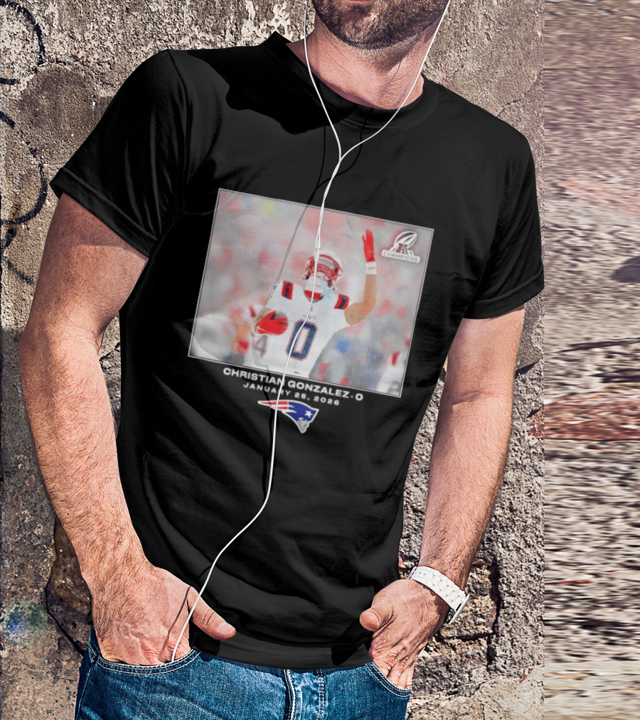 Christian Gonzalez New England Patriots AFC Champions Week 21 T-Shirt