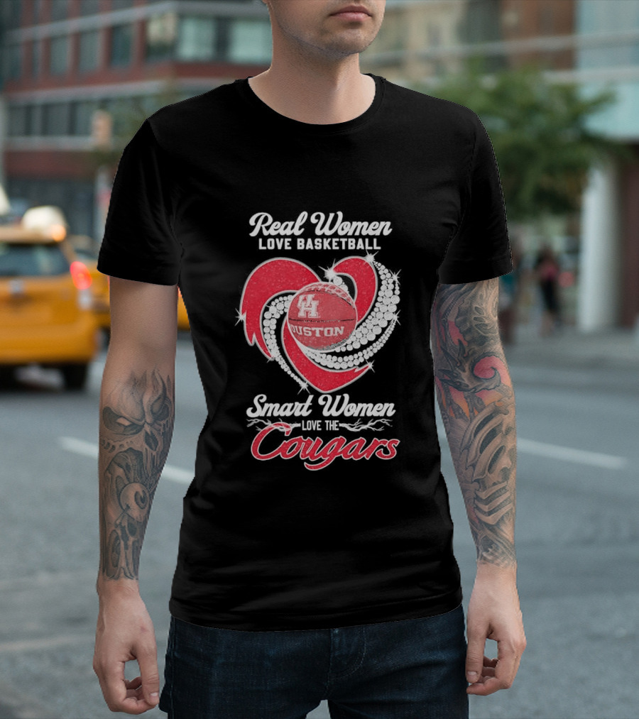 Real Women Love Basketball Smart Women Love The Houston Cougars T-Shirt