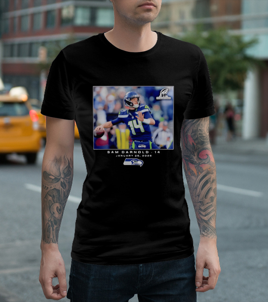 Sam Darnold 14 Seattle Seahawks January 26 2020 NFL Champions T-Shirt