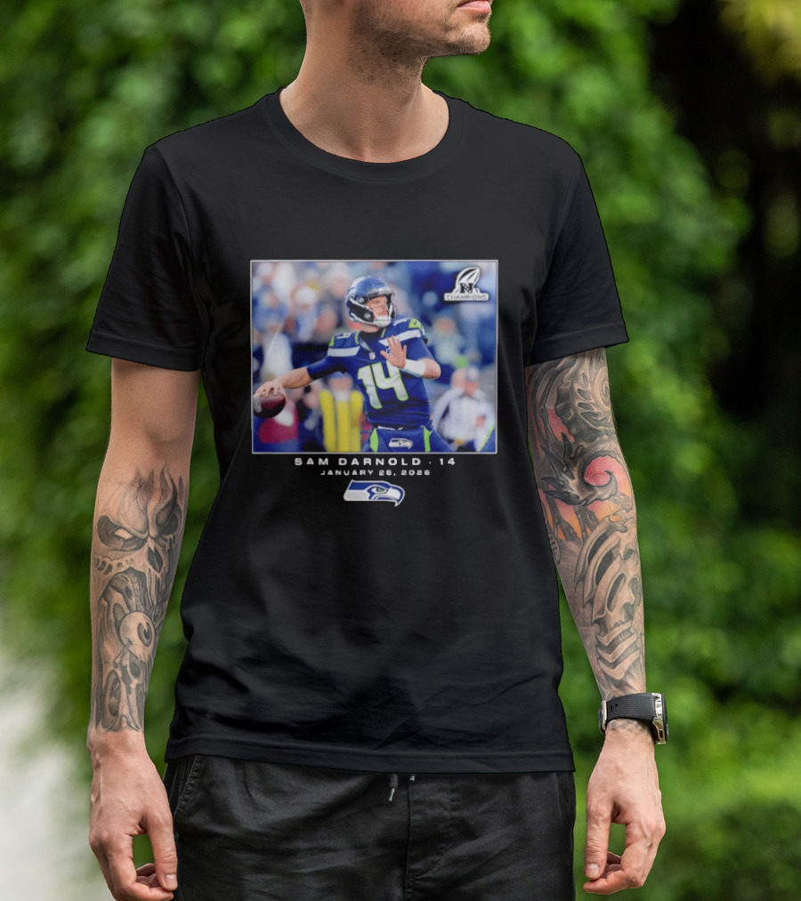 Sam Darnold 14 Seattle Seahawks January 26 2020 NFL Champions T-Shirt